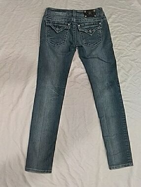 Miss Me Dark Wash Skinny Jeans with Embellished Back Pockets